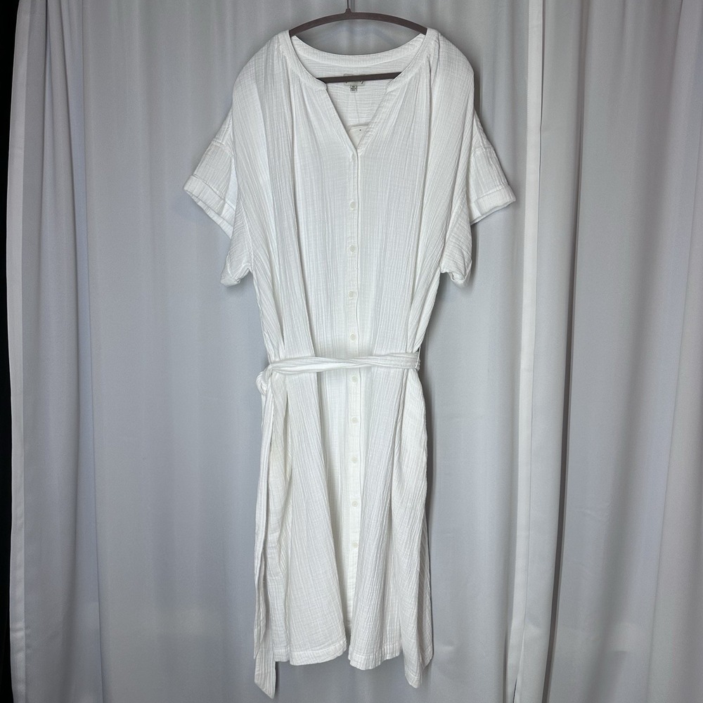 NWT Wonderly Full Button Midi Dress Sz 4X Belted Cottage Core |‎ MSRP $84.50